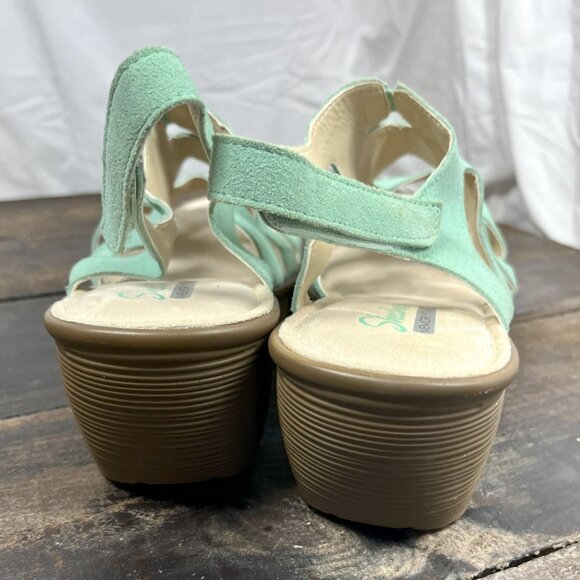 Skechers Teal Suede Parallel Stylin leather Wedge Sandals Women's Size 11 - Picture 8 of 8